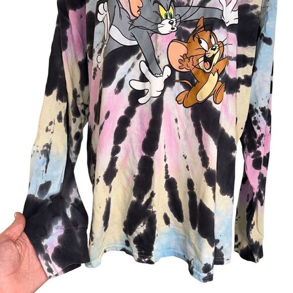 Tom & Jerry Mens Colorful Character Print Longsleeve Tshirt Casual Retro Hipster - Picture 4 of 9